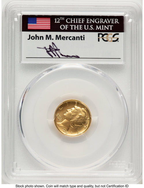 2016-W 10C Mercury Dime 100th Anniversary Gold Centennial FDI John Mercury Dime PCGS MS70 Mercanti