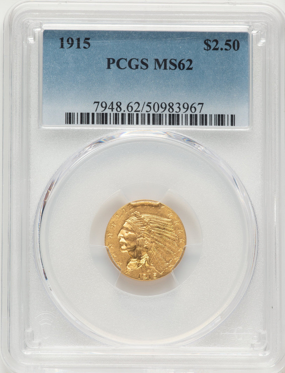 1915 $2.50 Indian Quarter Eagle PCGS MS62