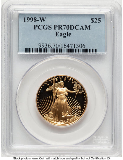 1998-W Proof Gold Eagle 1/2 oz Blue Label PCGS PR70
