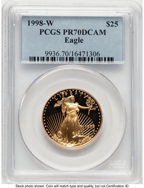 1998-W Proof Gold Eagle 1/2 oz Blue Label PCGS PR70
