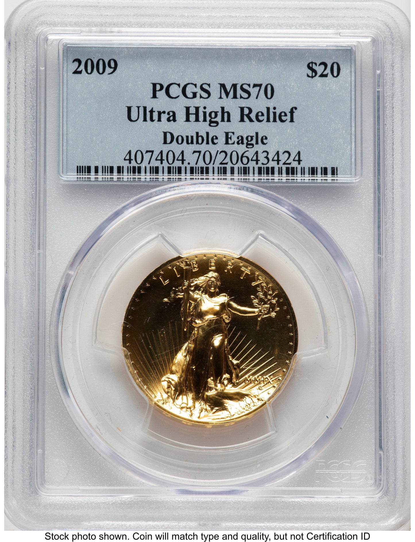 2009 G$20 Ultra High Relief Blue Label PCGS MS70