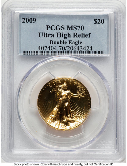 2009 G$20 Ultra High Relief Blue Label PCGS MS70