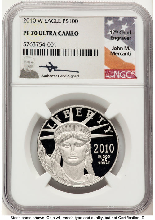 2010-W Proof Platinum Eagle 1 oz John NGC PF70 Mercanti