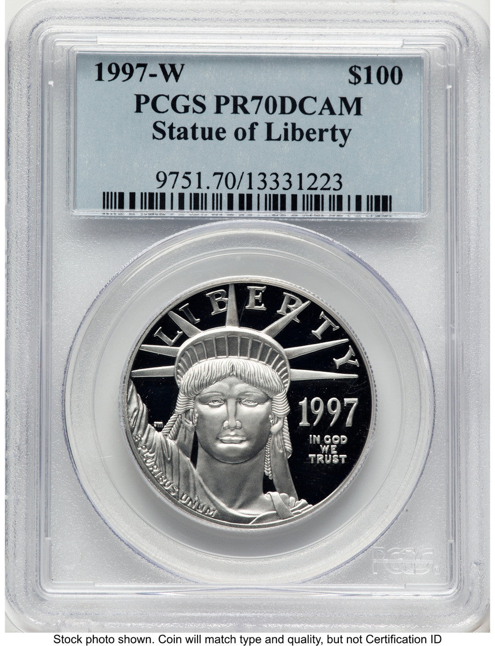 1997-W Proof Platinum Eagle 1 oz Blue Label PCGS PR70