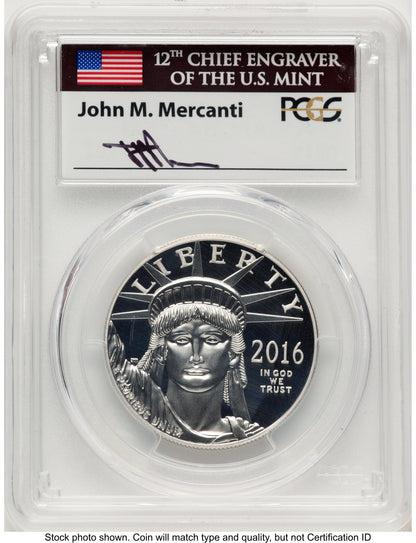 2016-W Proof Platinum Eagle 1 oz FDI John PCGS PR70 Mercanti