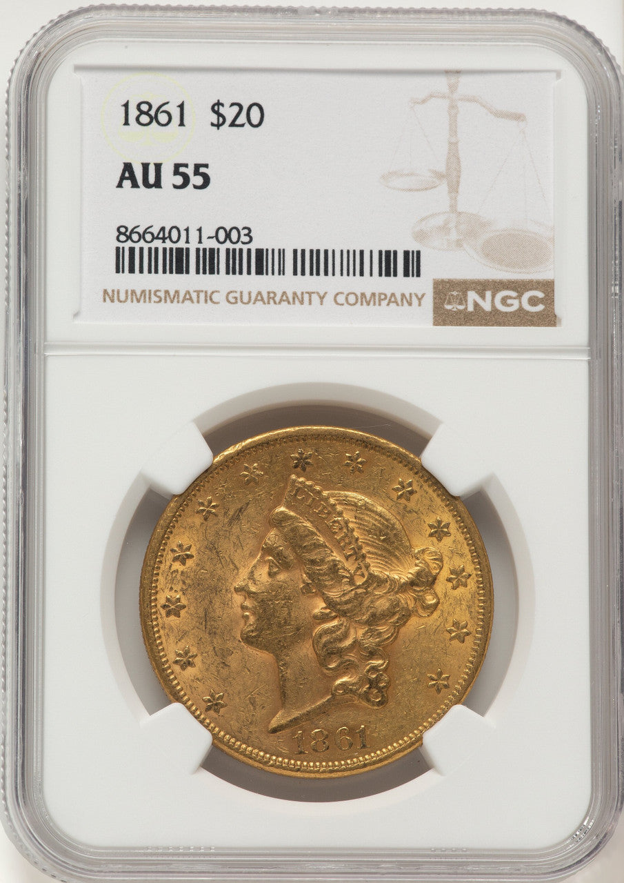 1861 $20 Liberty Double Eagle NGC AU55