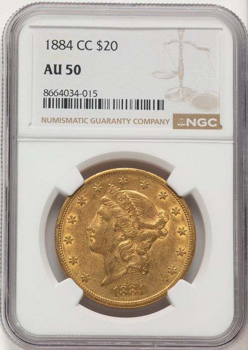 1884-CC $20 Liberty Double Eagle NGC AU50