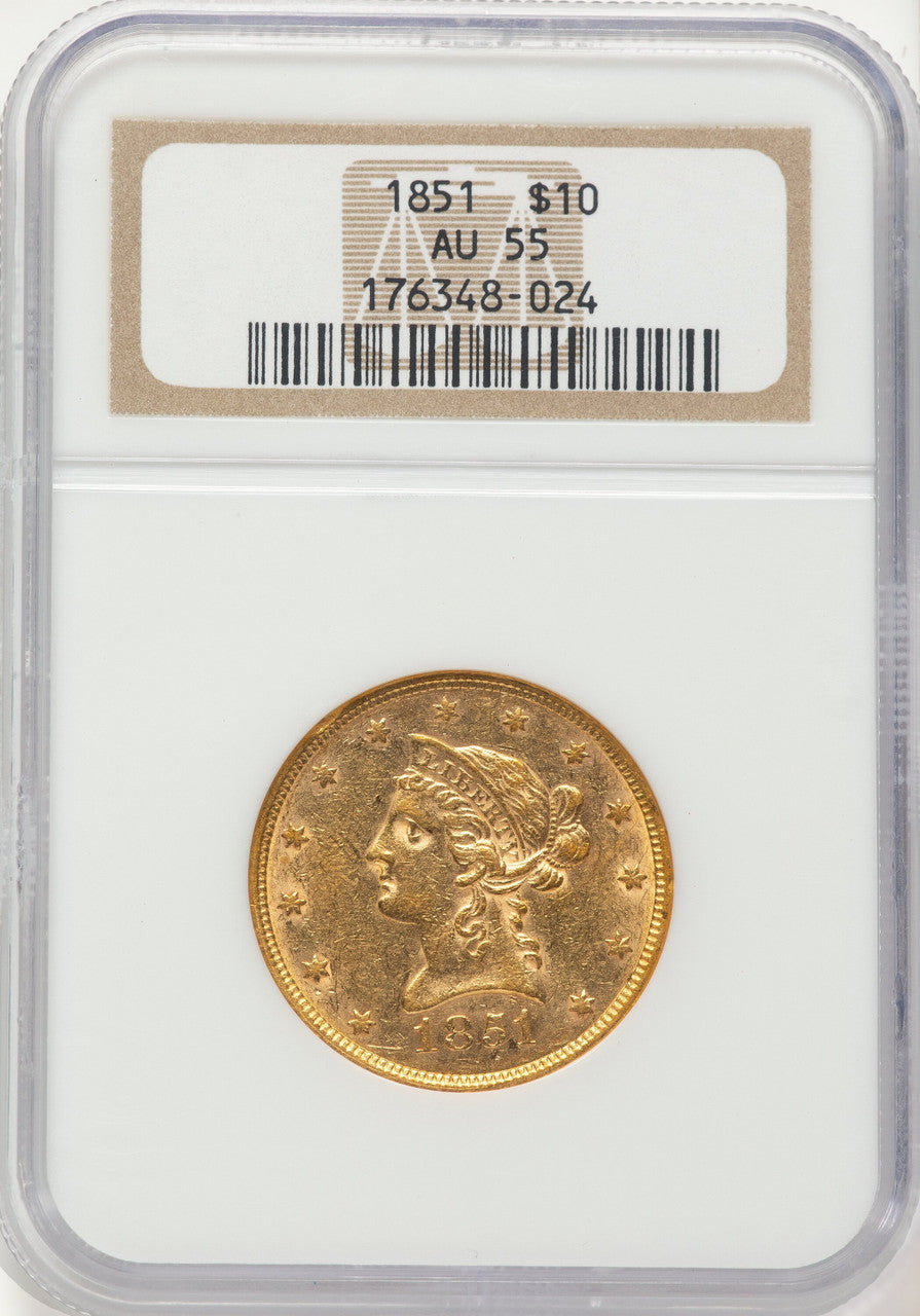 1851 $10 Liberty Eagle NGC AU55