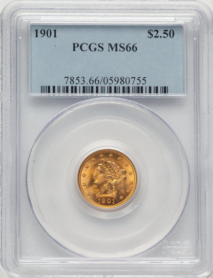 1901 $2.50 Liberty Quarter Eagle PCGS MS66