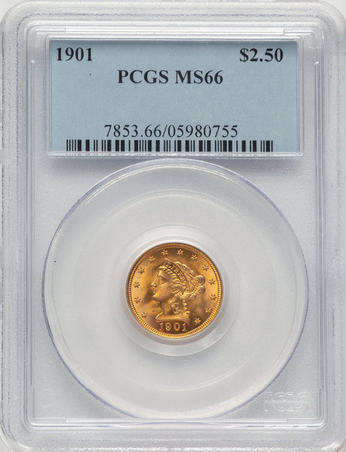 1901 $2.50 Liberty Quarter Eagle PCGS MS66