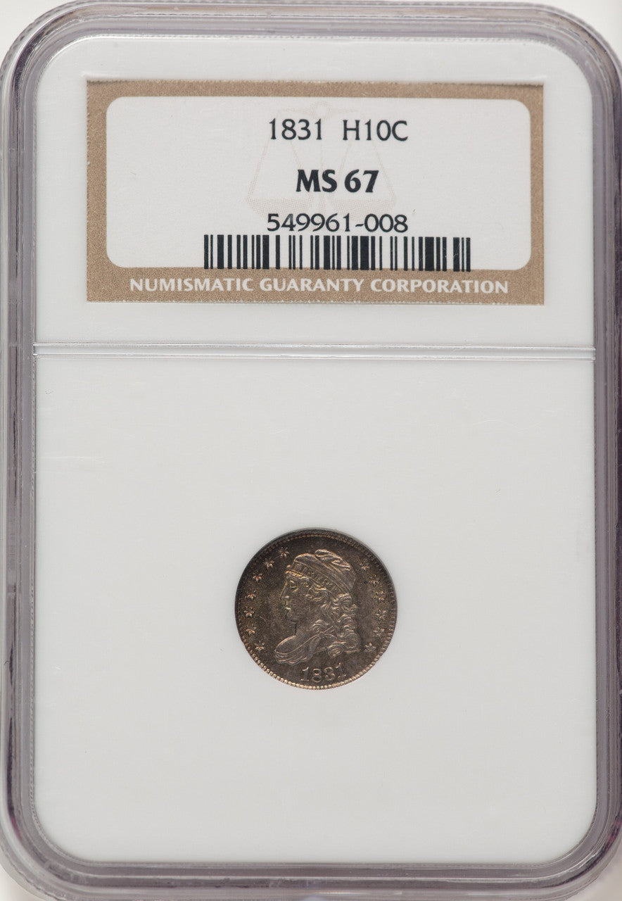 1831 H10C Bust Half Dime NGC MS67