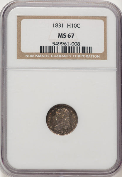 1831 H10C Bust Half Dime NGC MS67