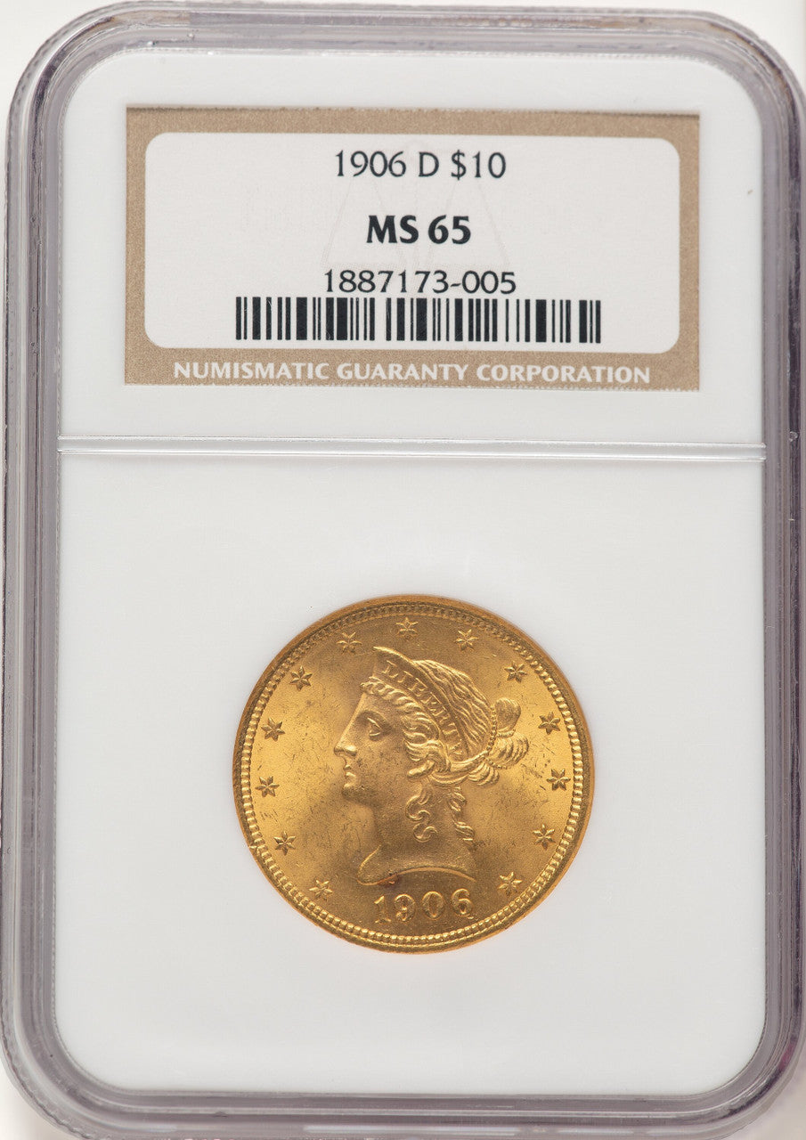 1906-D $10 Liberty Eagle NGC MS65