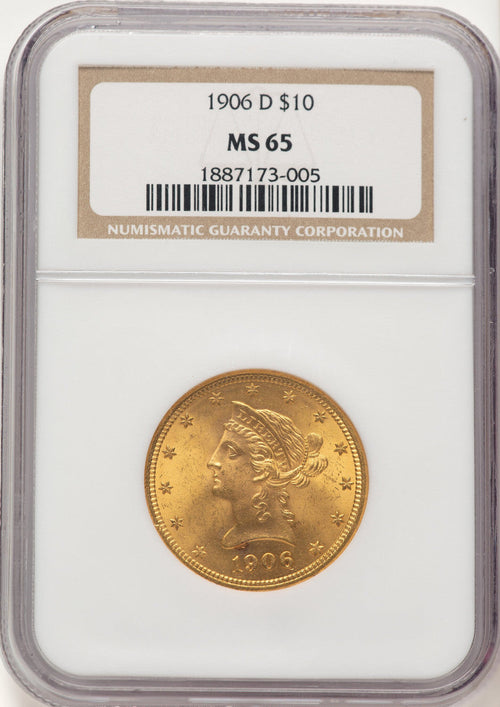 1906-D $10 Liberty Eagle NGC MS65