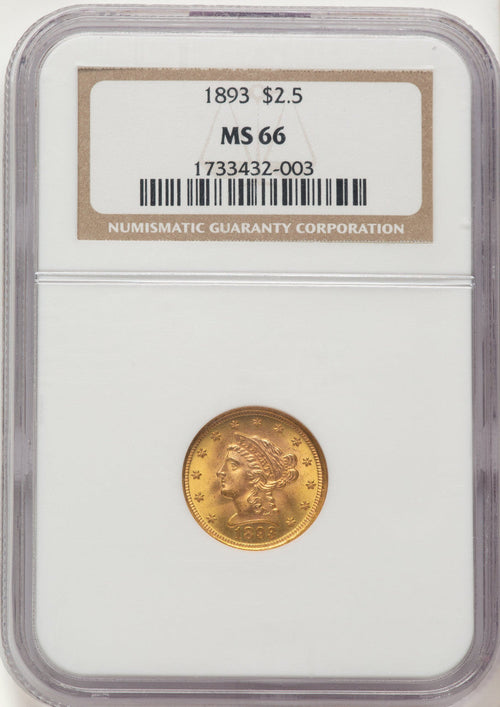 1893 $2.50 Liberty Quarter Eagle NGC MS66
