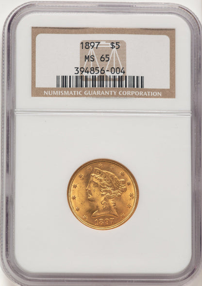 1897 $5 Liberty Half Eagle NGC MS65
