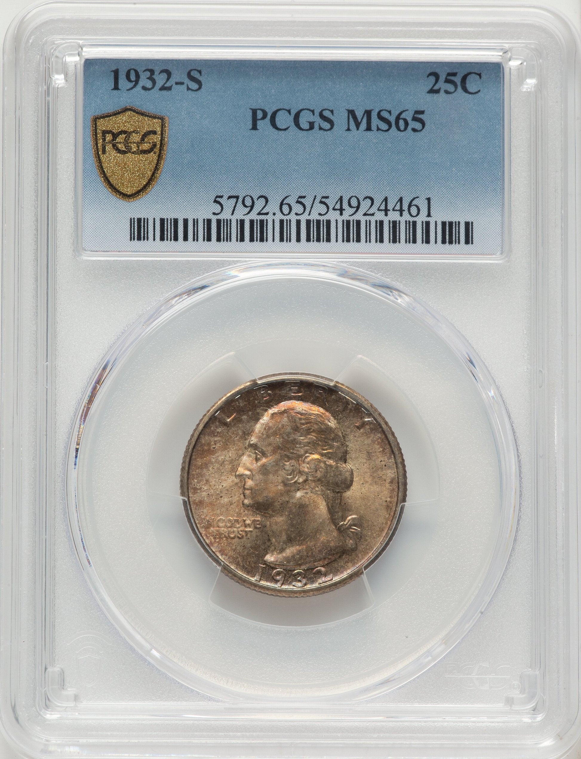 1932-S 25C Washington Quarter PCGS MS65