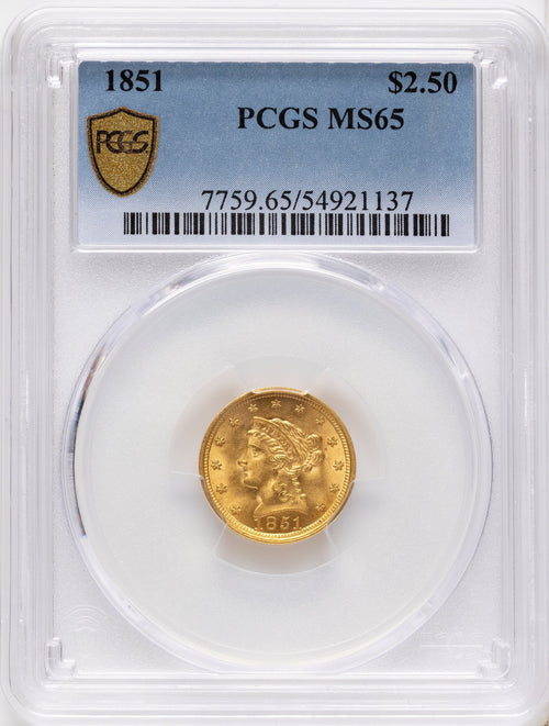 1851 $2.50 Liberty Quarter Eagle PCGS MS65