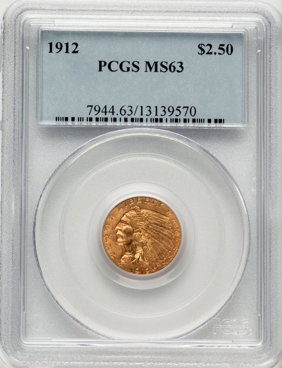 1912 $2.50 Indian Quarter Eagle PCGS MS63