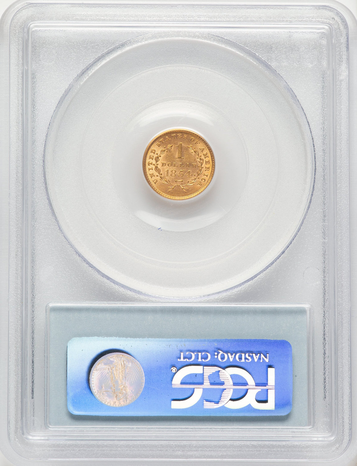 1854 G$1 T-1 Gold Dollar PCGS MS63