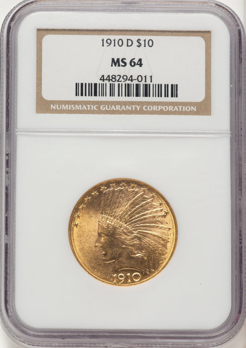1910-D $10 Indian Eagle NGC MS64