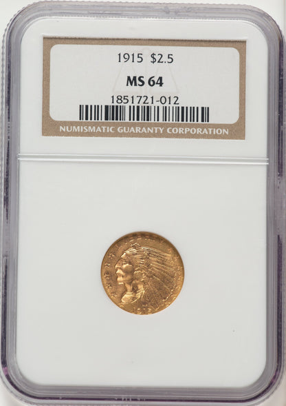 1915 $2.50 Indian Quarter Eagle NGC MS64