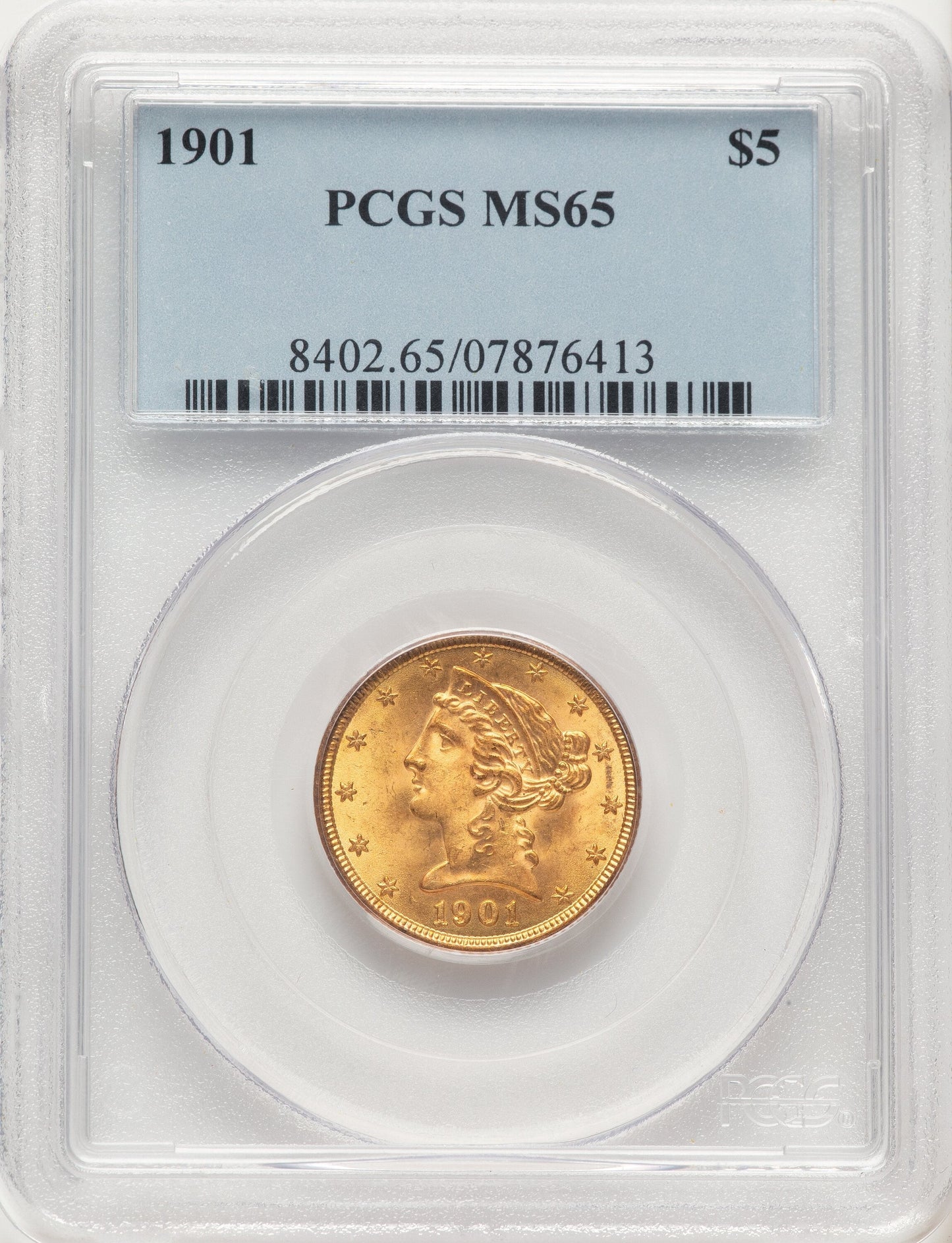 1901 $5 Liberty Half Eagle PCGS MS65