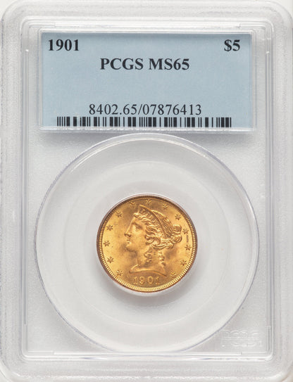 1901 $5 Liberty Half Eagle PCGS MS65