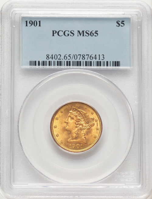 1901 $5 Liberty Half Eagle PCGS MS65