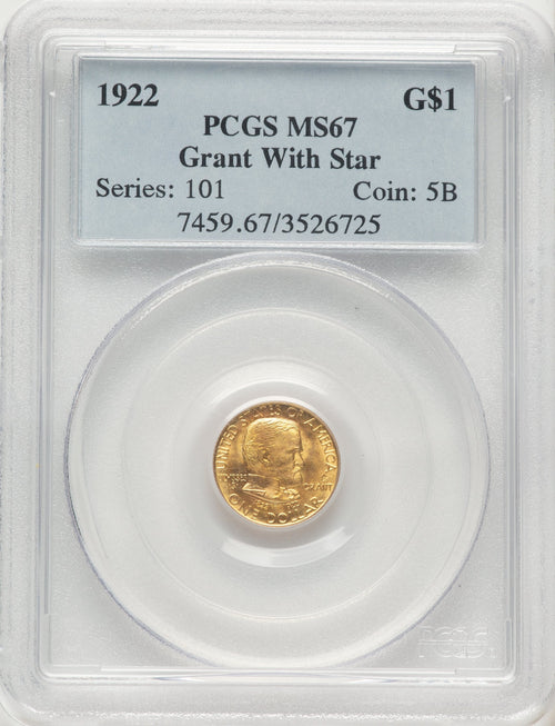 1922 G$1 Grant With Star Commemorative Gold PCGS MS67