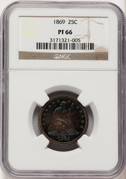 1869 25C Proof Seated Quarter NGC PR66