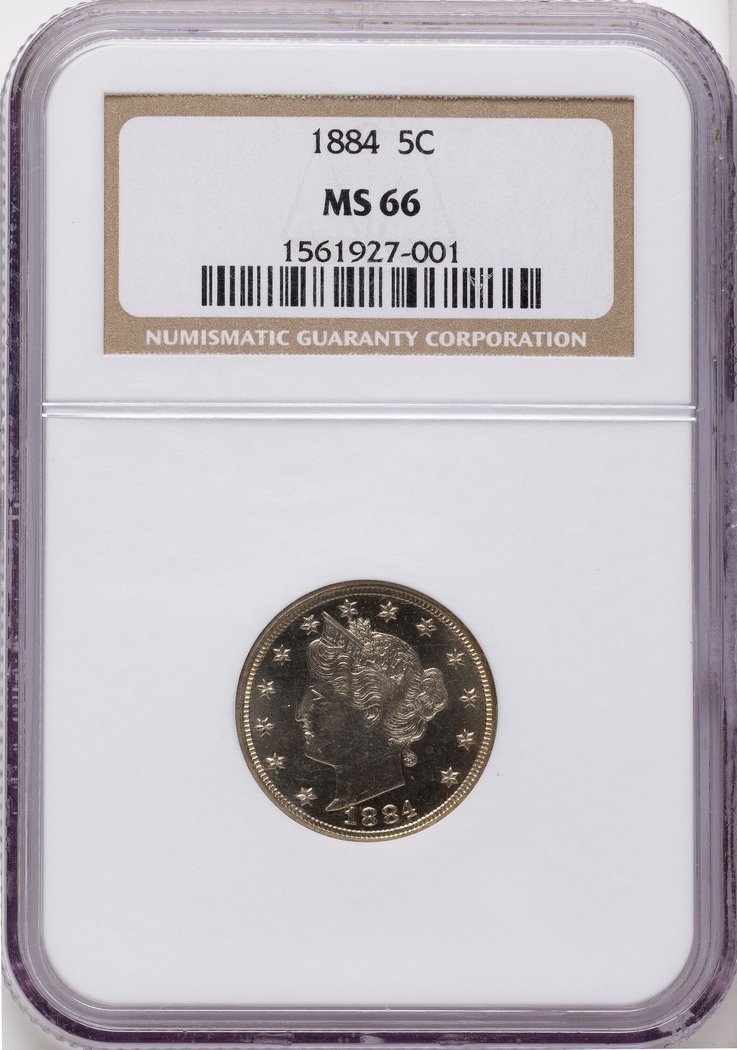 1884 5C Liberty Nickel NGC MS66