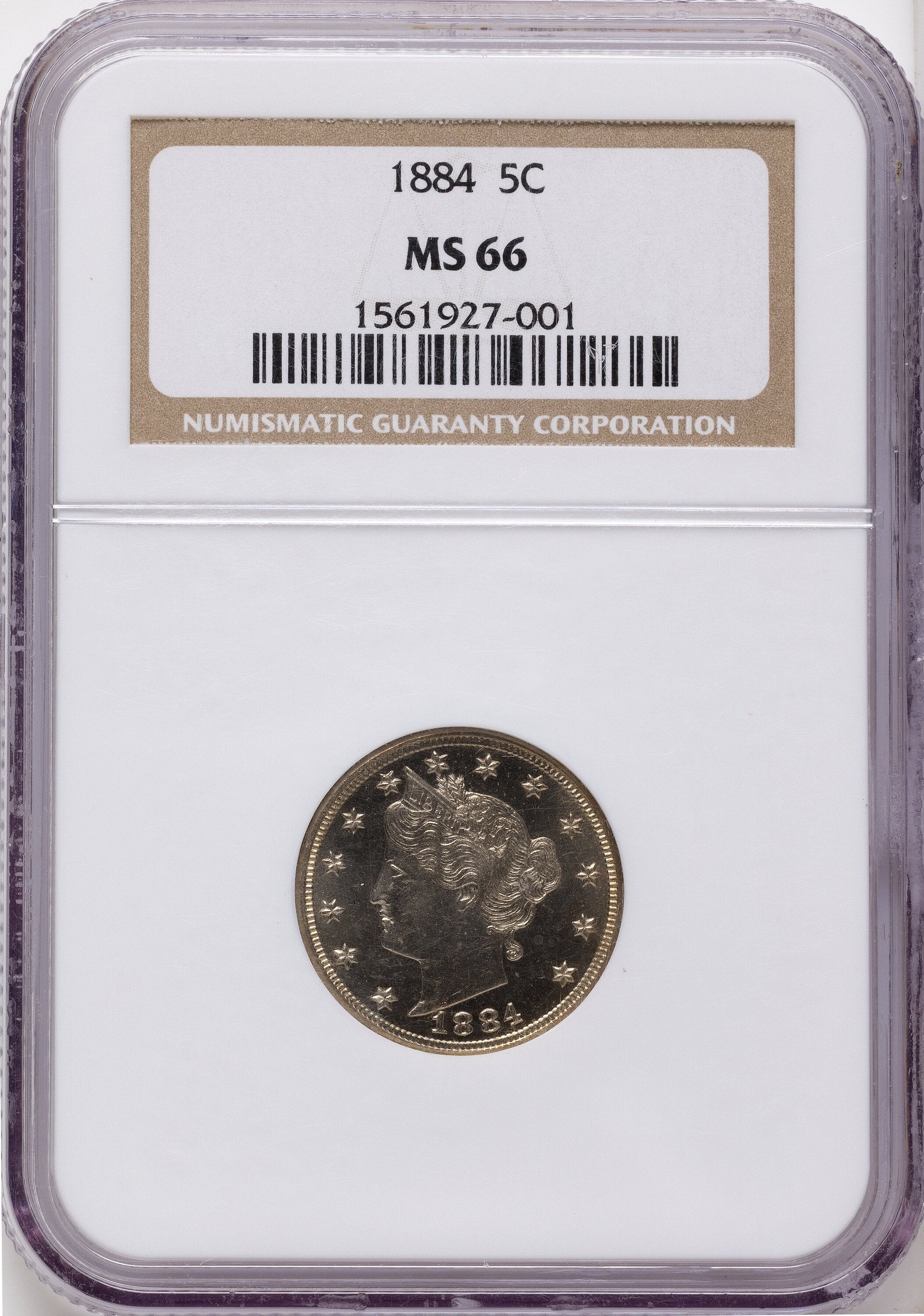 1884 5C Liberty Nickel NGC MS66