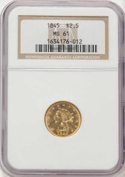 1845 $2.50 Liberty Quarter Eagle NGC MS61