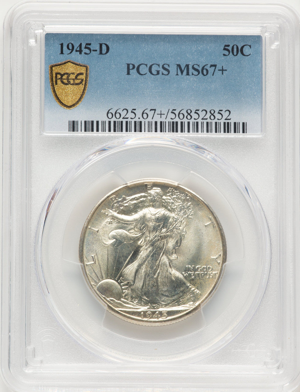 1945-D 50C Walking Liberty Half Dollar PCGS MS67+