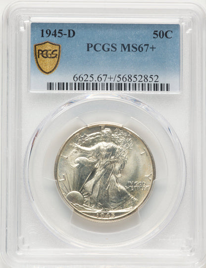 1945-D 50C Walking Liberty Half Dollar PCGS MS67+