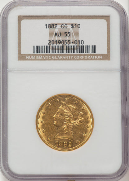 1882-CC $10 Liberty Eagle NGC AU55