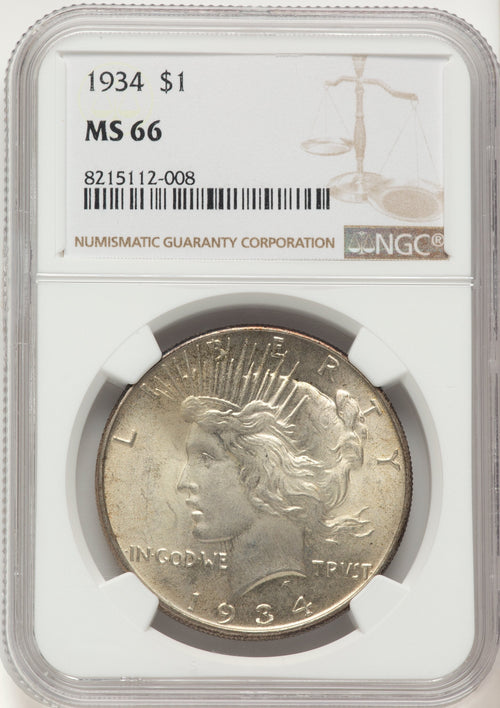 1934 Peace Dollar NGC MS66