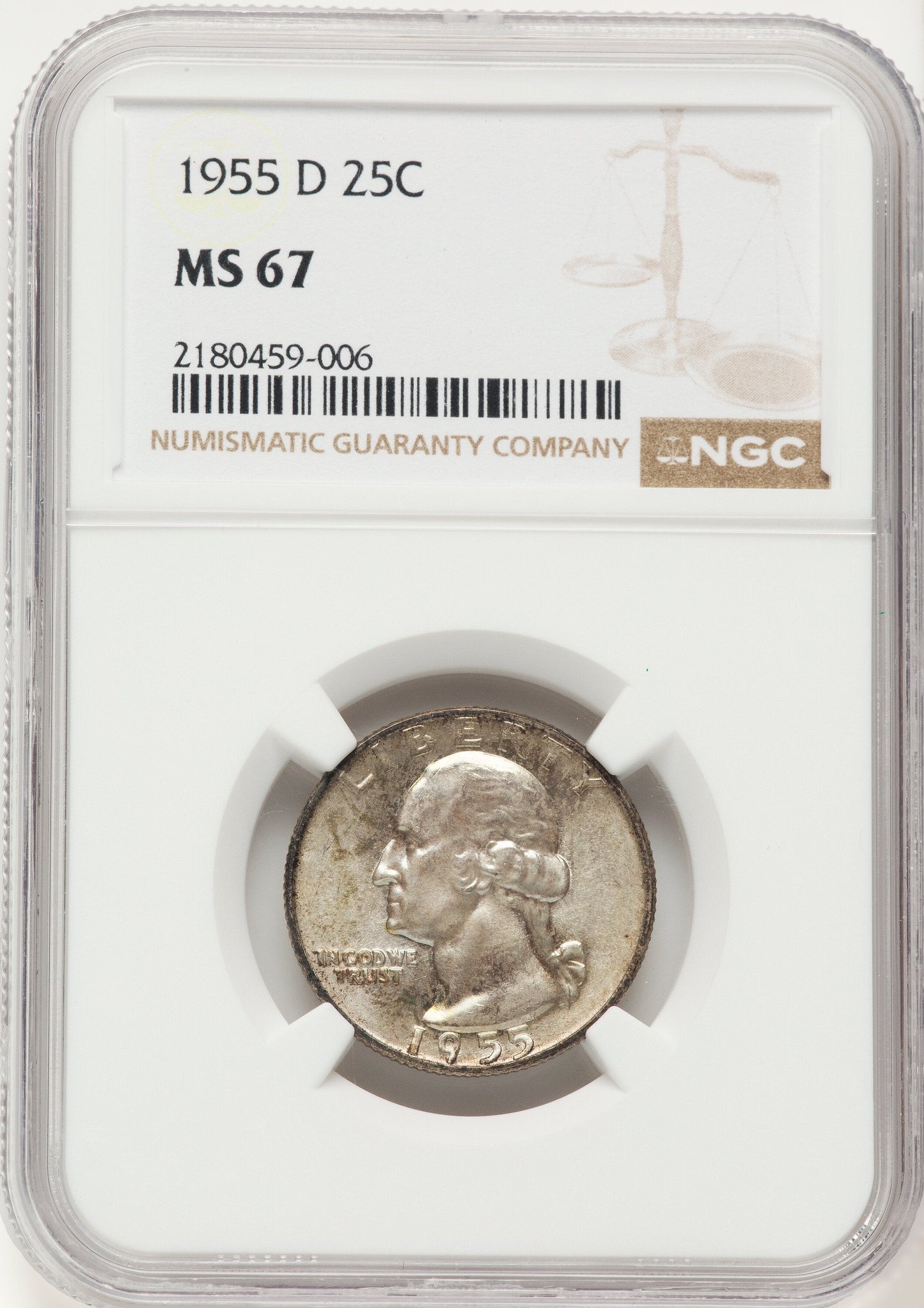 1955-D 25C Washington Quarter NGC MS67