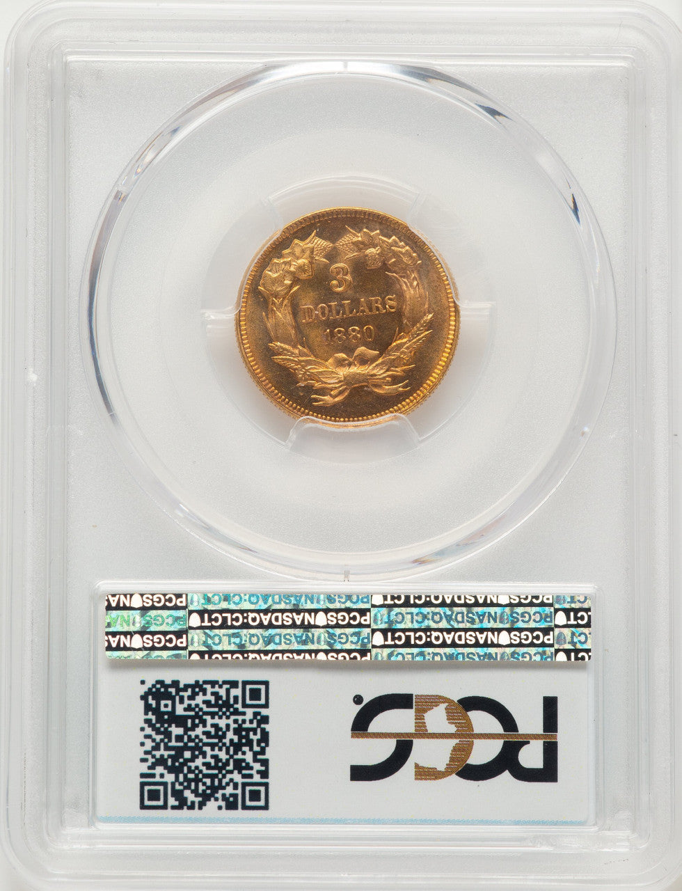 1880 $3 Three Dollar Gold Pieces PCGS MS65