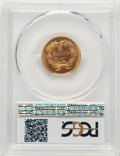 1880 $3 Three Dollar Gold Pieces PCGS MS65