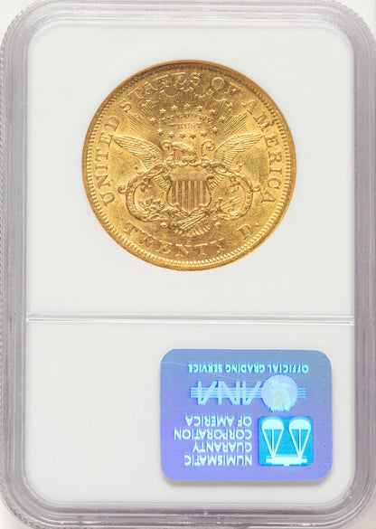 1866-S $20 MOTTO Liberty Double Eagle NGC AU55