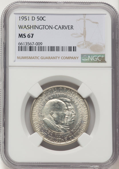1951-D 50C Washington-Carver Commemorative Silver NGC MS67