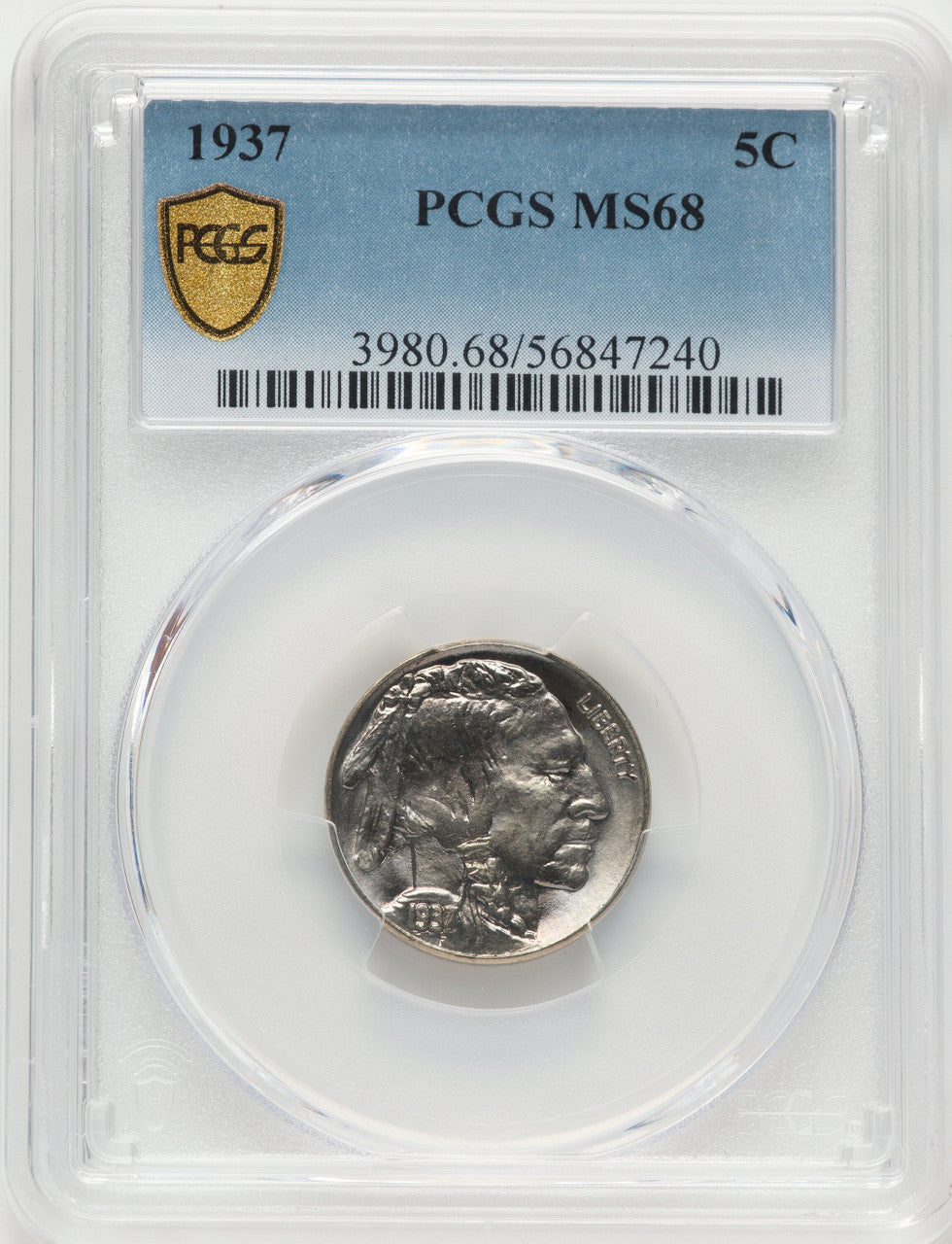 1937 5C Buffalo Nickel PCGS MS68