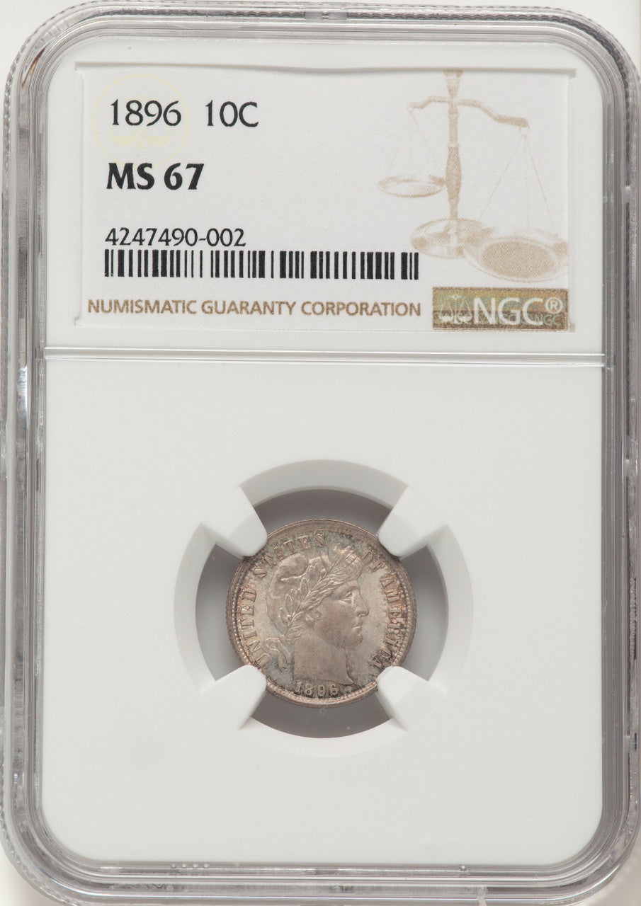 1896 10C Barber Dime NGC MS67