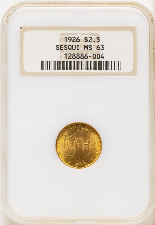 1926 $2.50 SESQUI Commemorative Gold NGC MS63