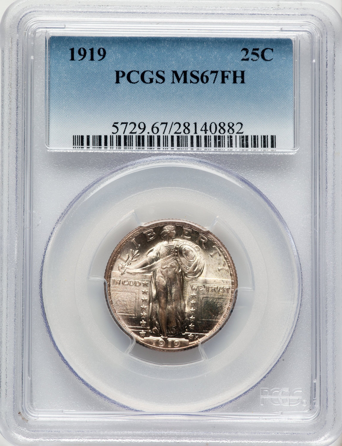 1919 25C FH Standing Liberty Quarter PCGS MS67