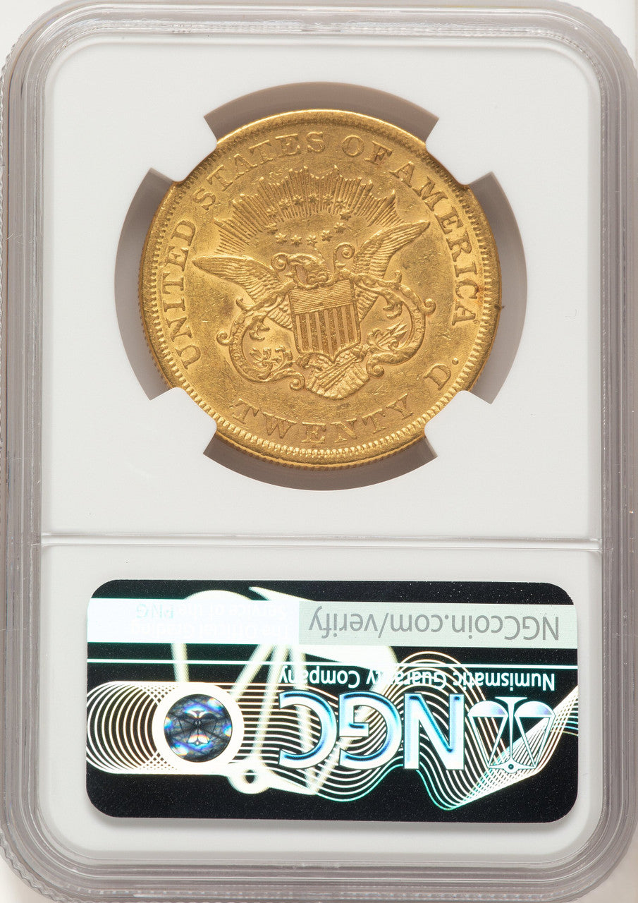 1854 $20 Small Date Liberty Double Eagle NGC AU53