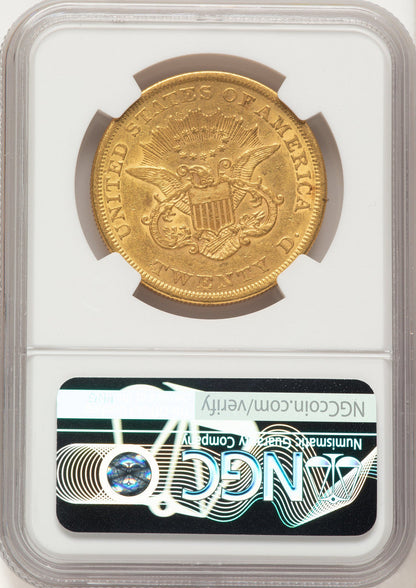 1854 $20 Small Date Liberty Double Eagle NGC AU53