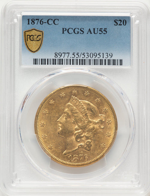 1876-CC $20 Liberty Double Eagle PCGS AU55